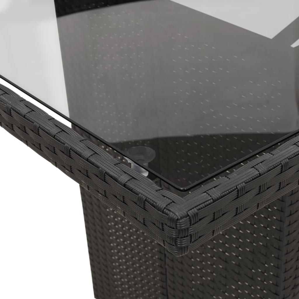 Set da Pranzo da Giardino 9 pz con Cuscini Nero in Polyrattan - homemem39