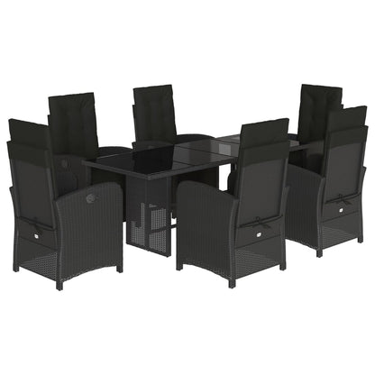 Set da Pranzo da Giardino 7 pz Nero con Cuscini in Polyrattan | homemem39