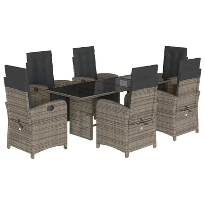 Set da Pranzo da Giardino 7 pz con Cuscini in Polyrattan Grigio - homemem39