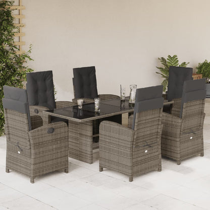 Set da Pranzo da Giardino 7 pz con Cuscini in Polyrattan Grigio - homemem39