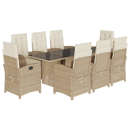 Set da Pranzo da Giardino 9 pz con Cuscini in Polyrattan