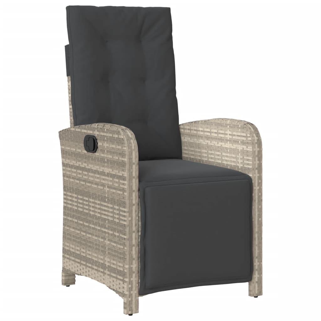 Set Pranzo da Giardino 9pz con Cuscini Grigio Chiaro Polyrattan | homemem39