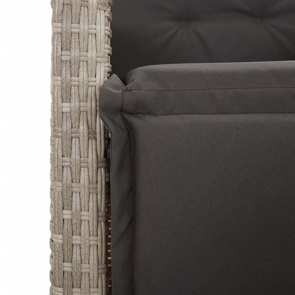 Set Pranzo da Giardino 9pz con Cuscini Grigio Chiaro Polyrattan | homemem39
