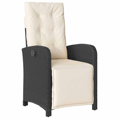 Set da Pranzo da Giardino 7 pz Nero con Cuscini in Polyrattan | homemem39