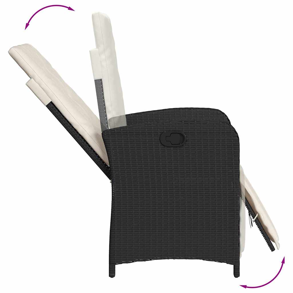Set da Pranzo da Giardino 7 pz Nero con Cuscini in Polyrattan | homemem39