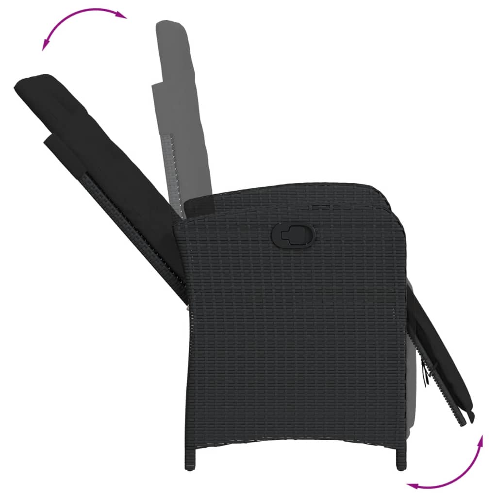Set da Pranzo da Giardino 9 pz con Cuscini Nero in Polyrattan | homemem39