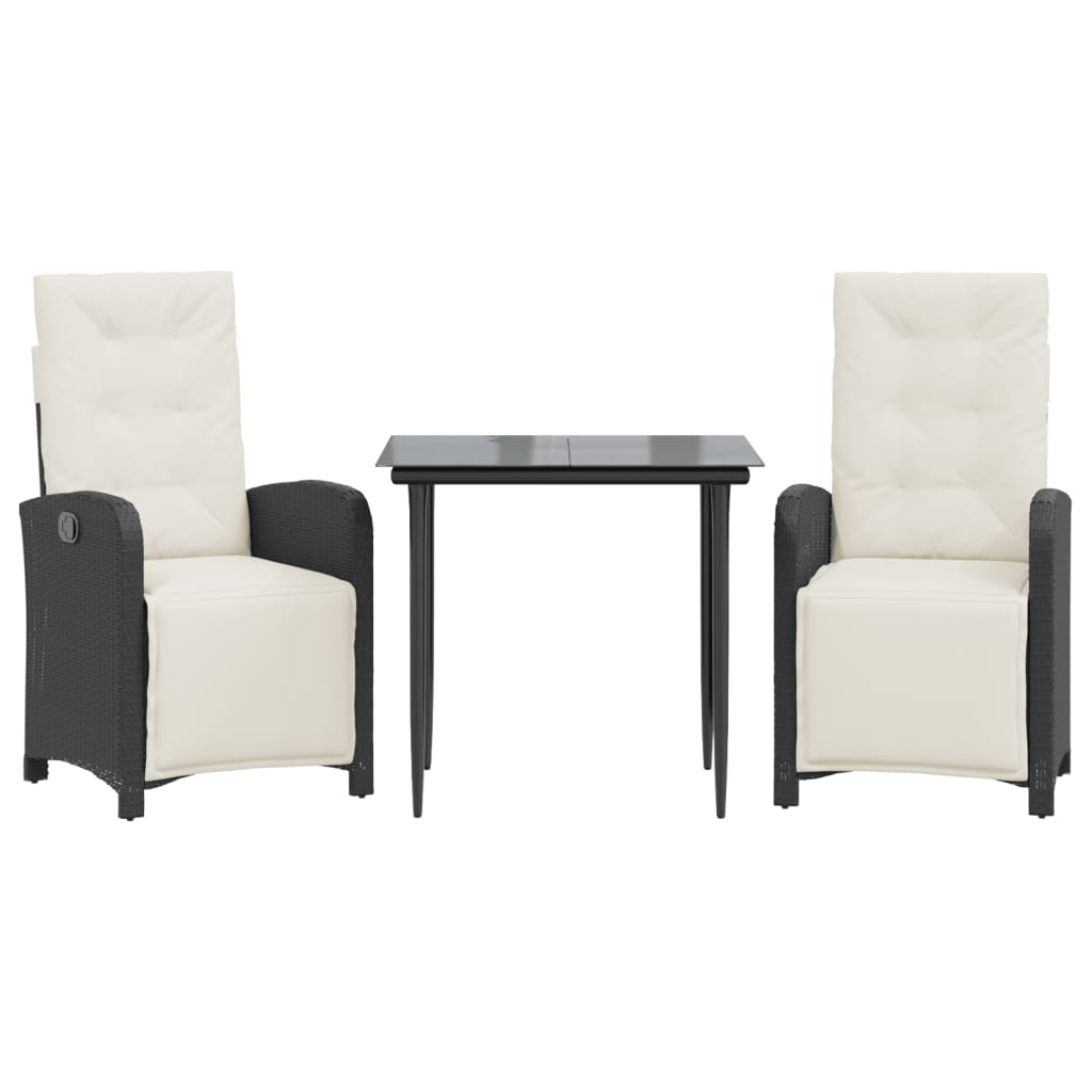 Set da Bistrò 3 pz con Cuscini Nero in Polyrattan - homemem39