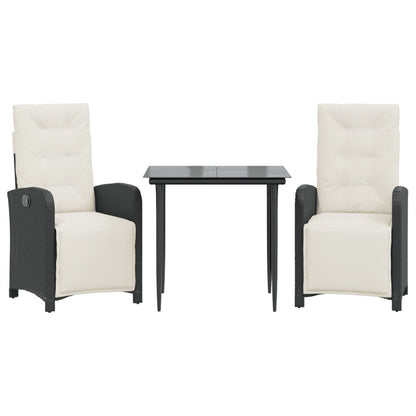 Set da Bistrò 3 pz con Cuscini Nero in Polyrattan - homemem39