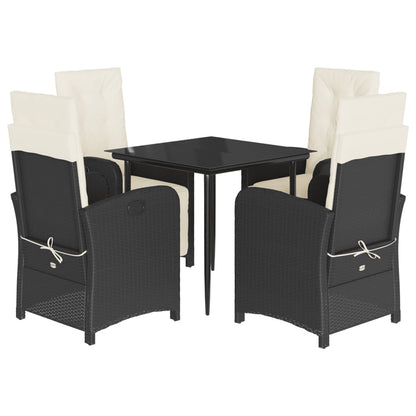 Set da Pranzo da Giardino 5 pz Nero con Cuscini in Polyrattan - homemem39