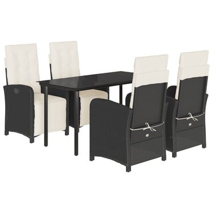 Set da Pranzo da Giardino 5 pz Nero con Cuscini in Polyrattan - homemem39