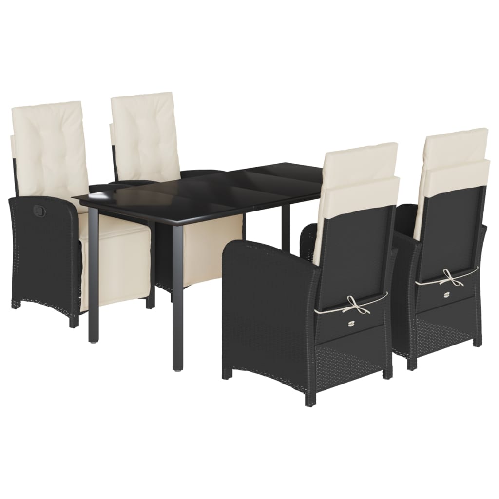 Set da Pranzo da Giardino 5 pz con Cuscini in Polyrattan