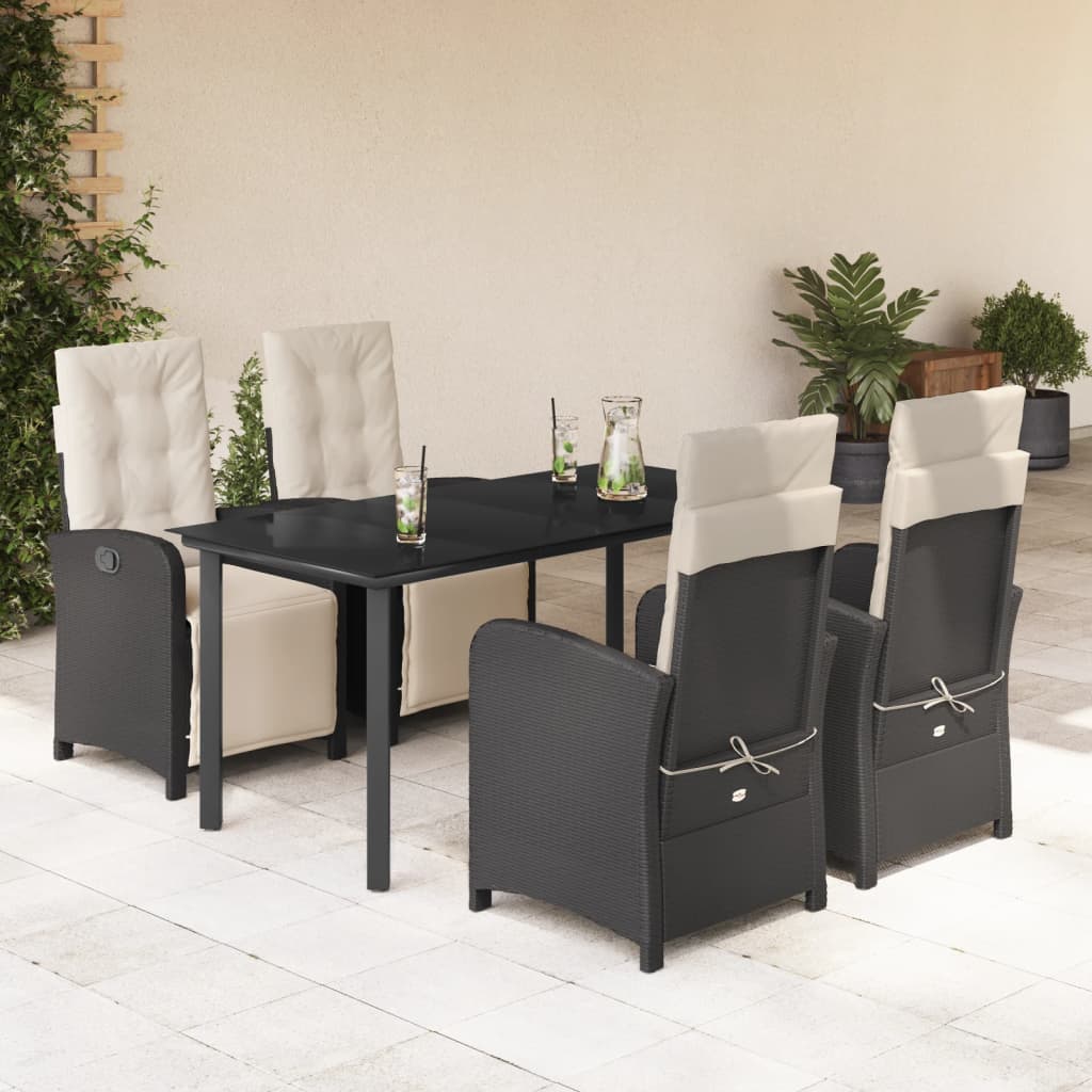 Set da Pranzo da Giardino 5 pz con Cuscini in Polyrattan