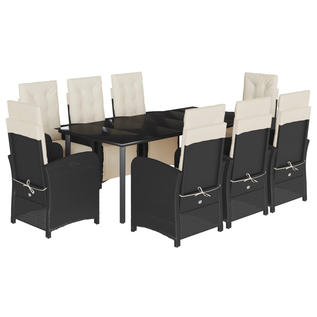 Set da Pranzo da Giardino 9 pz con Cuscini in Polyrattan