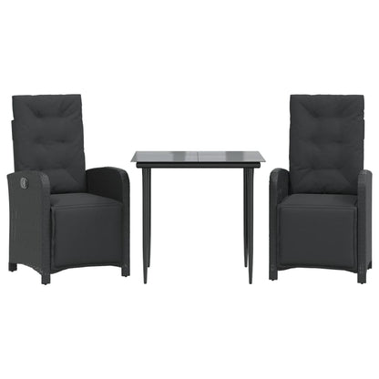 Set da Bistrò 3 pz con Cuscini Nero in Polyrattan - homemem39