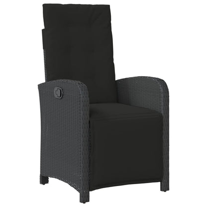 Set da Bistrò 3 pz con Cuscini Nero in Polyrattan