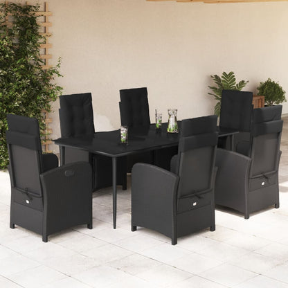 Set da Pranzo da Giardino 7 pz Nero con Cuscini in Polyrattan - homemem39