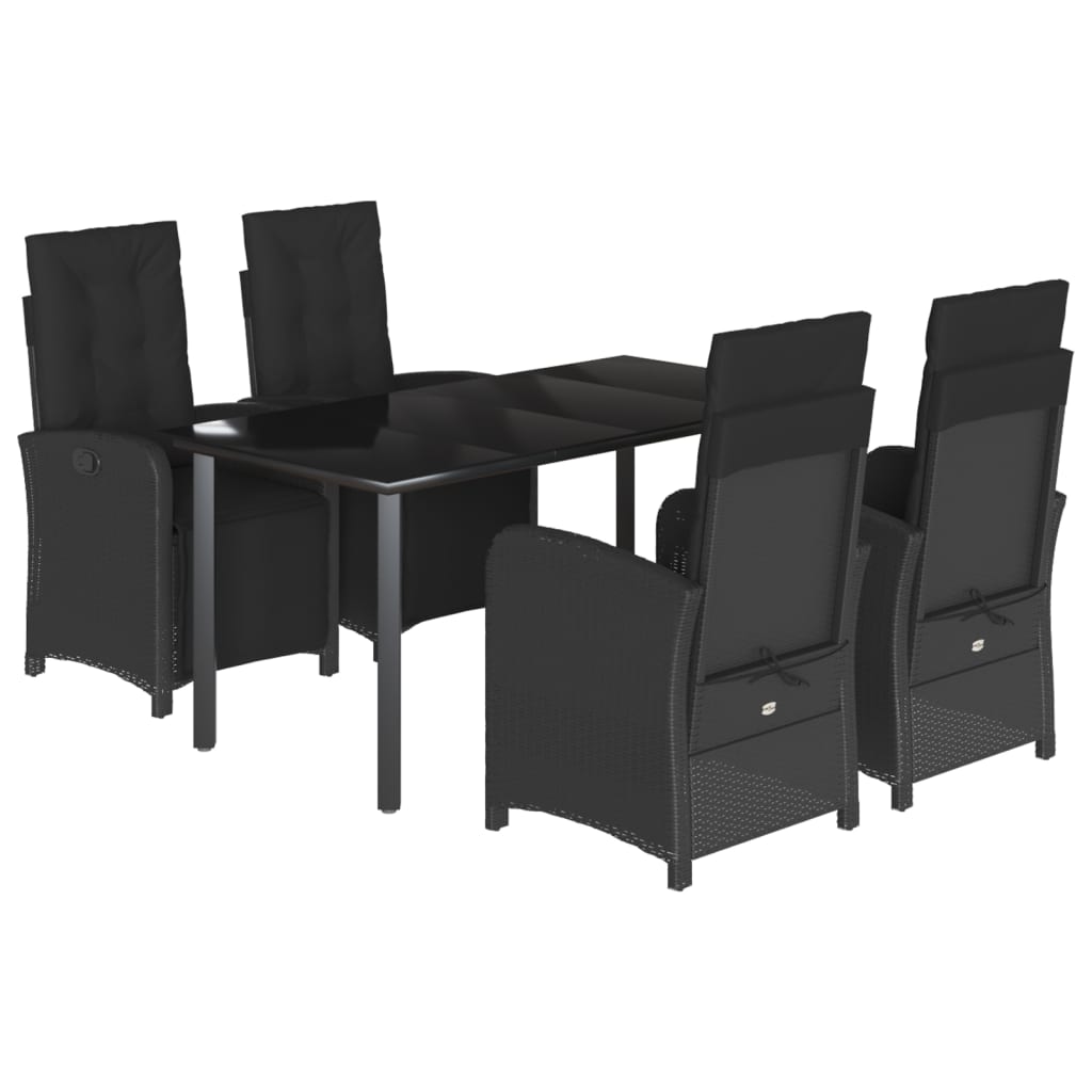 Set da Pranzo da Giardino 5 pz con Cuscini in Polyrattan
