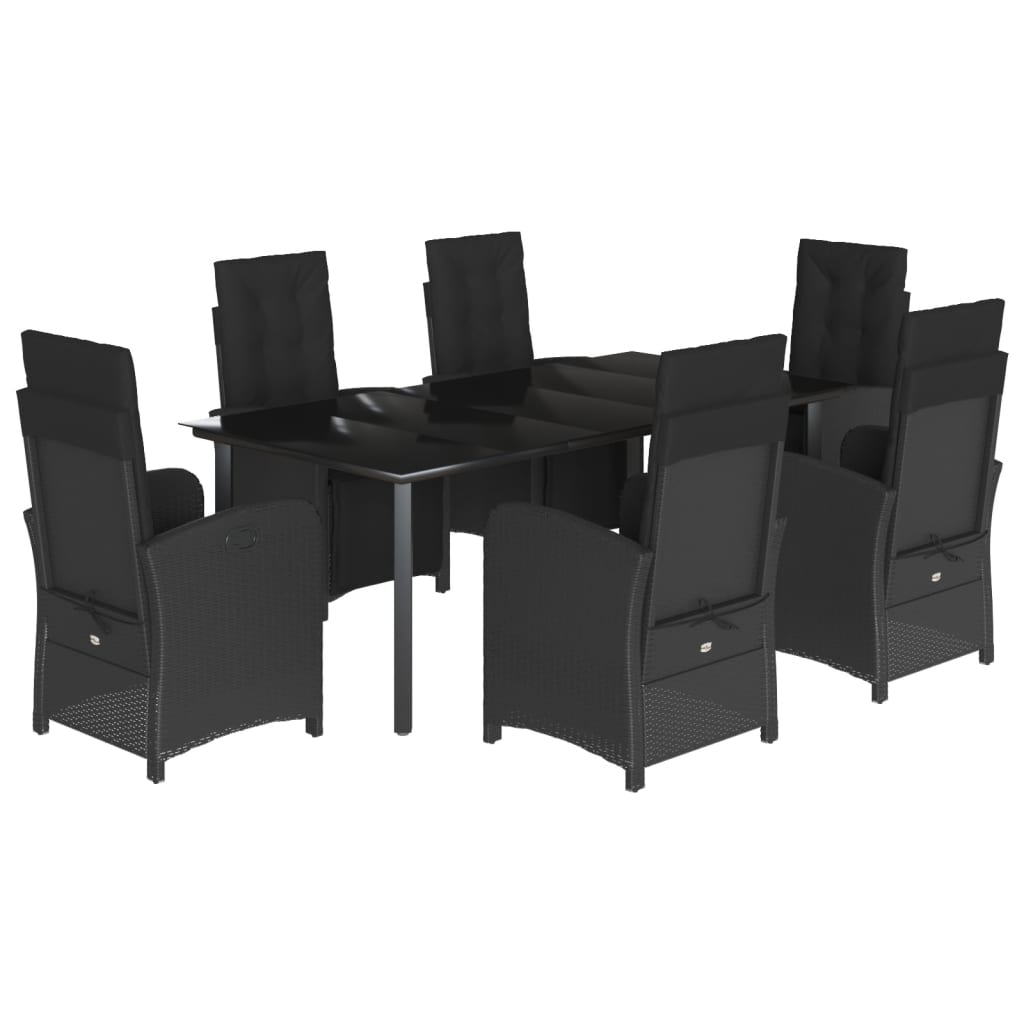 Set da Pranzo da Giardino 7 pz con Cuscini in Polyrattan