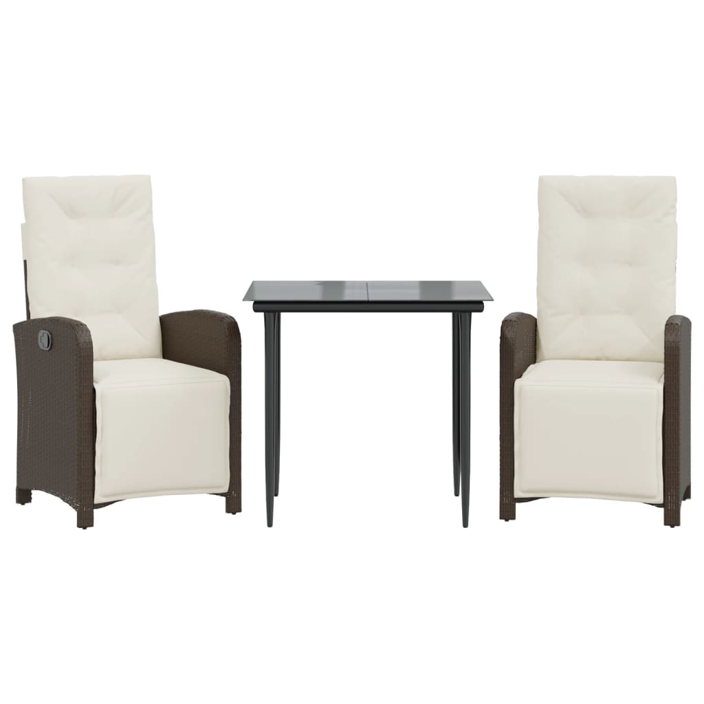 Set Bistrò 3 pz con Cuscini Marrone in Polyrattan - homemem39
