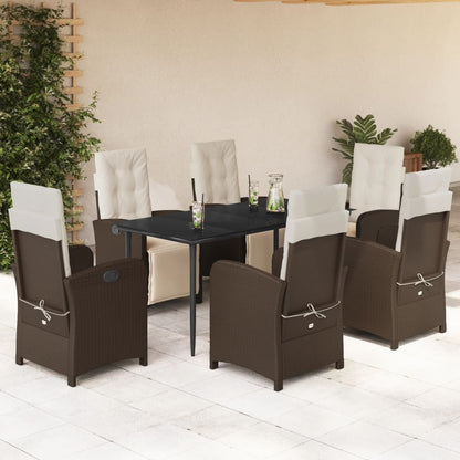 Set da Pranzo da Giardino 7pz con Cuscini in Polyrattan Marrone - homemem39