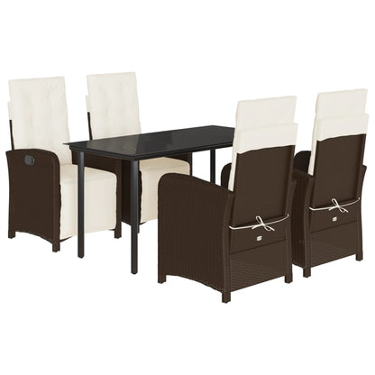 Set da Pranzo da Giardino 5pz con Cuscini in Polyrattan Marrone - homemem39