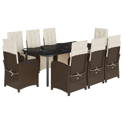 Set Pranzo da Giardino 9pz con Cuscini Polyrattan