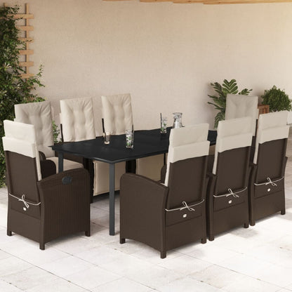 Set Pranzo da Giardino 9pz con Cuscini Polyrattan