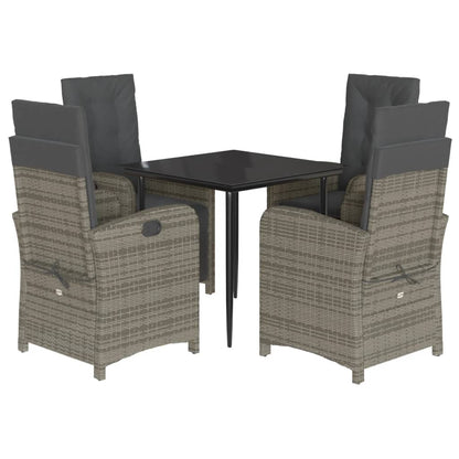 Set da Pranzo da Giardino 5 pz con Cuscini in Polyrattan Grigio - homemem39