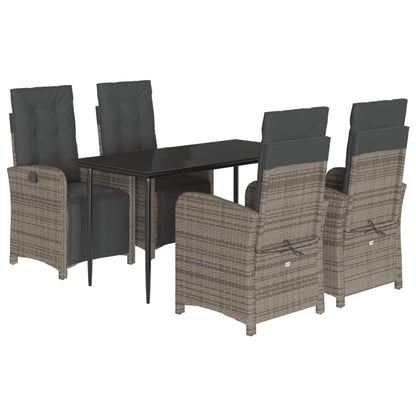 Set da Pranzo da Giardino 5 pz con Cuscini in Polyrattan Grigio - homemem39