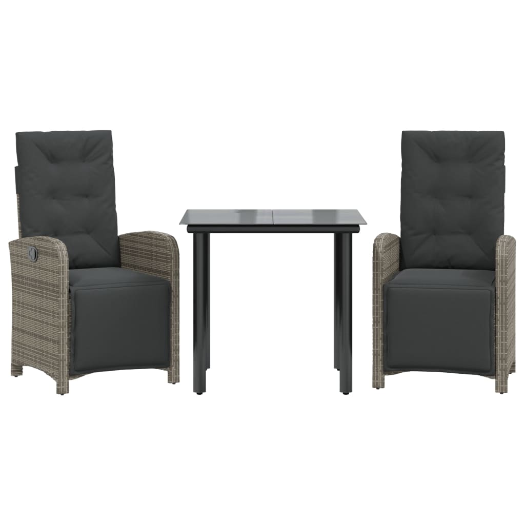 Set da Bistrò 3 pz con Cuscini Grigio in Polyrattan - homemem39