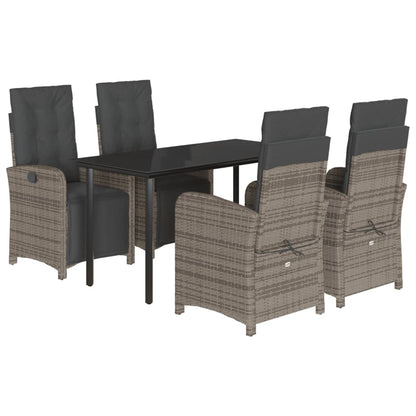 Set da Pranzo da Giardino 5 pz con Cuscini in Polyrattan Grigio - homemem39
