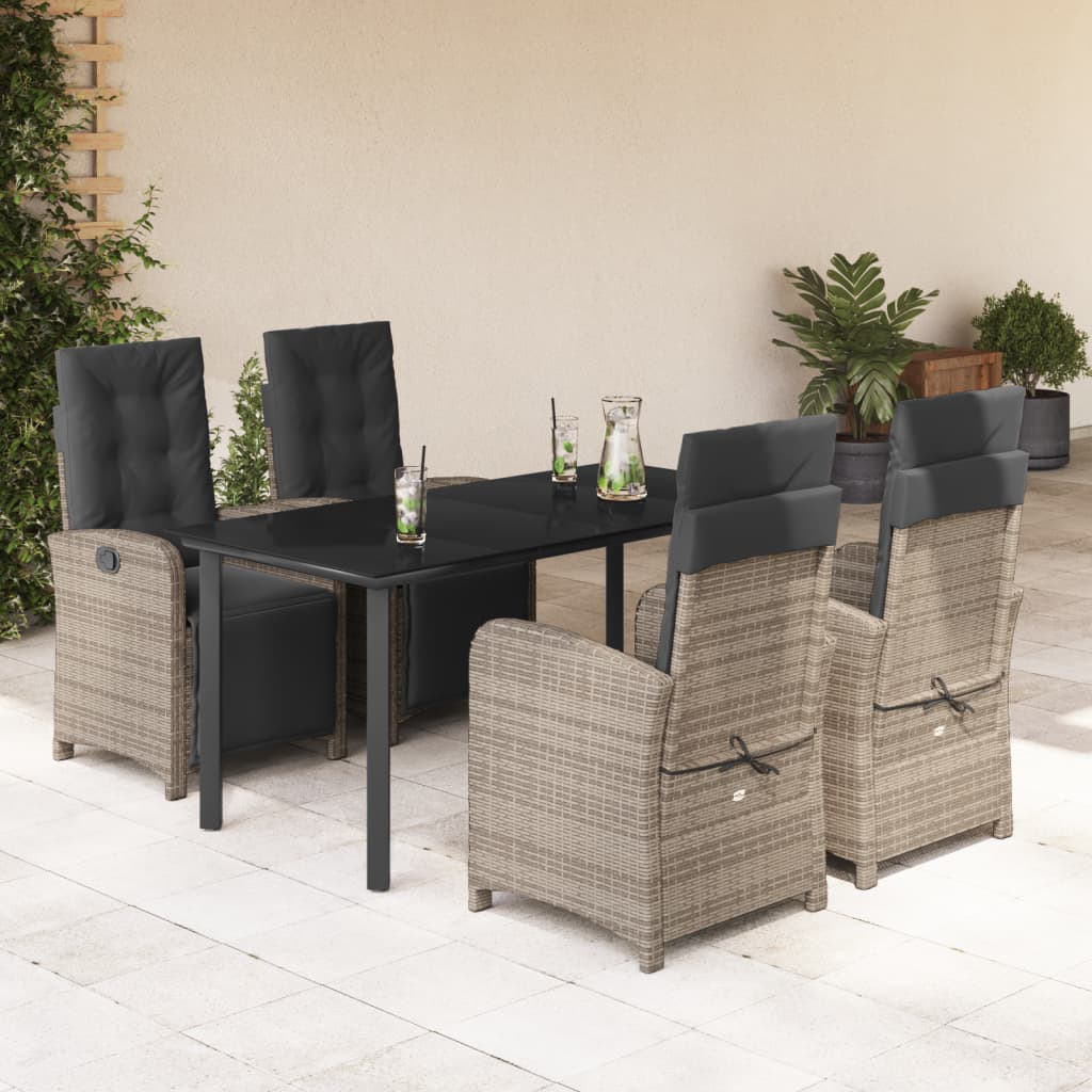 Set da Pranzo da Giardino 5 pz con Cuscini in Polyrattan