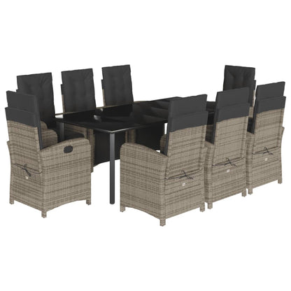 Set da Pranzo da Giardino 9 pz con Cuscini in Polyrattan
