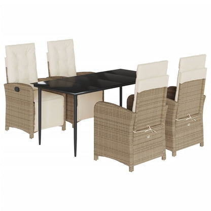 Set da Pranzo da Giardino 5 pz con Cuscini Beige in Polyrattan - homemem39