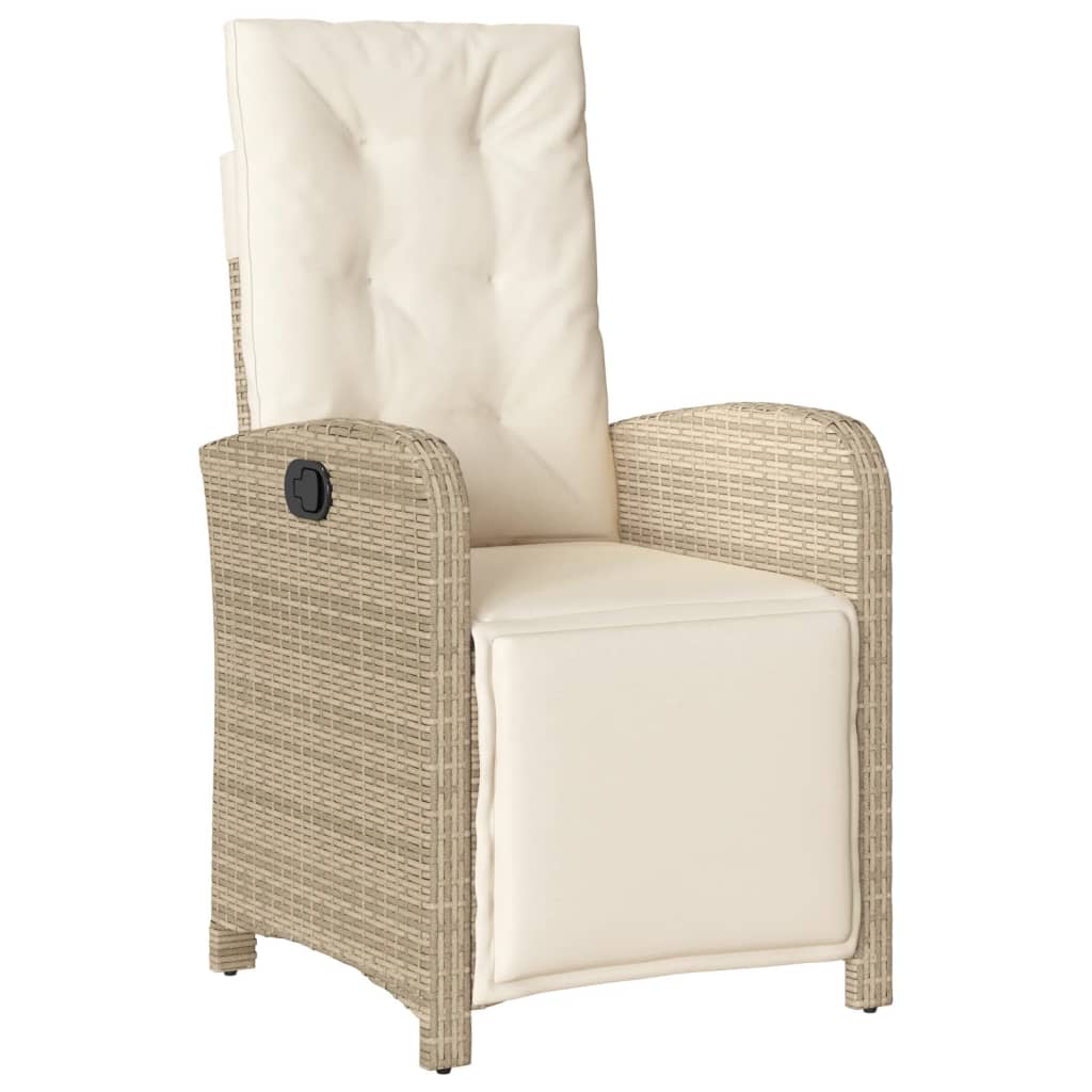 Set da Pranzo da Giardino 7 pz con Cuscini Beige in Polyrattan - homemem39