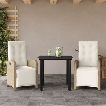 Set da Bistrò 3 pz con Cuscini Beige in Polyrattan - homemem39