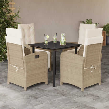 Set da Pranzo da Giardino 5 pz con Cuscini Beige in Polyrattan - homemem39
