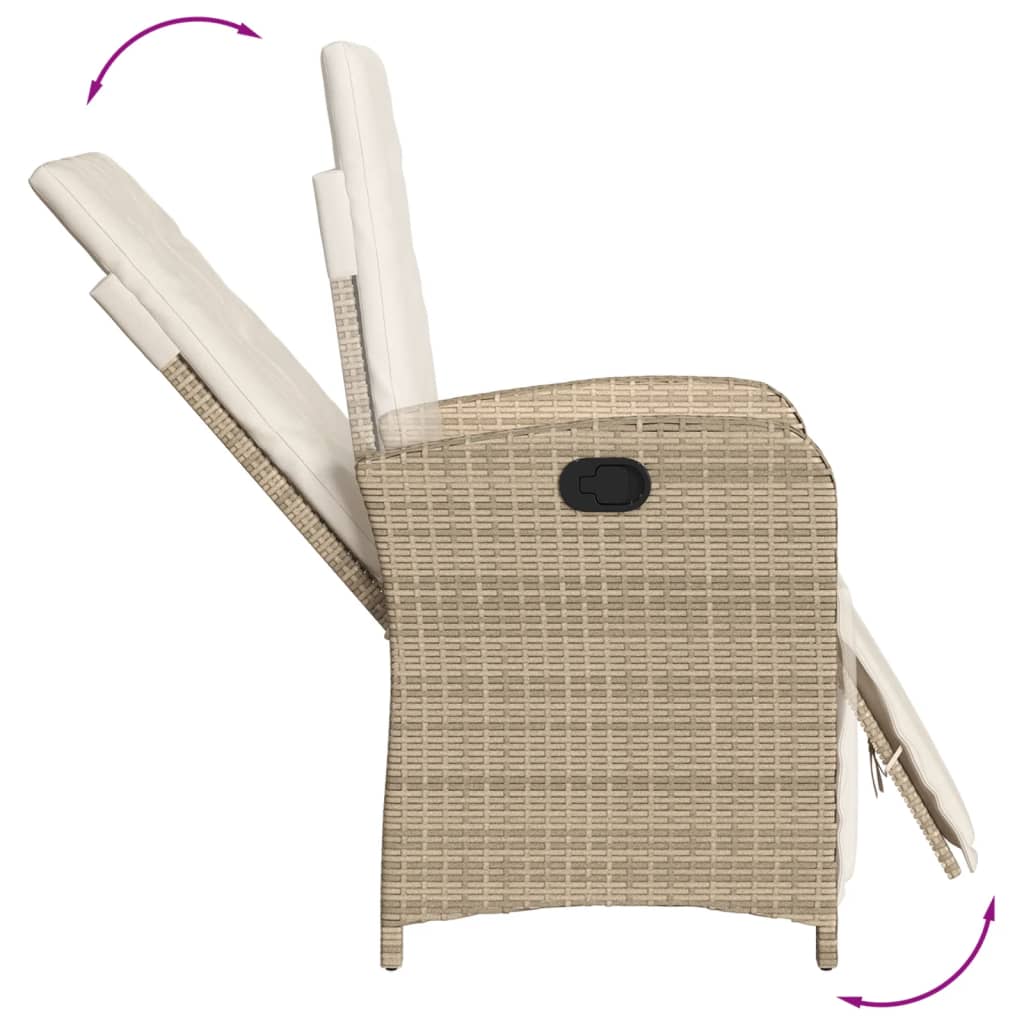 Set da Pranzo da Giardino 9 pz con Cuscini Beige in Polyrattan - homemem39