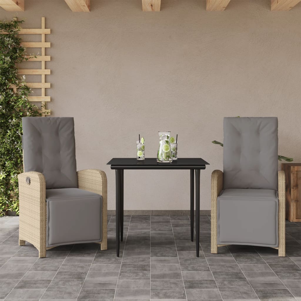 Set da Bistrò 3 pz con Cuscini Beige in Polyrattan - homemem39