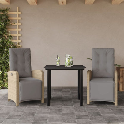 Set da Bistrò 3 pz con Cuscini Beige in Polyrattan - homemem39