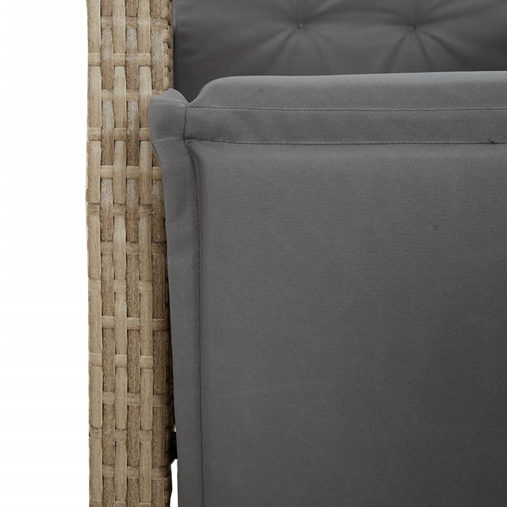 Set da Pranzo da Giardino 7 pz con Cuscini Beige in Polyrattan | homemem39