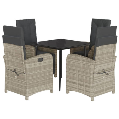 Set Pranzo da Giardino 5pz con Cuscini Grigio Chiaro Polyrattan - homemem39