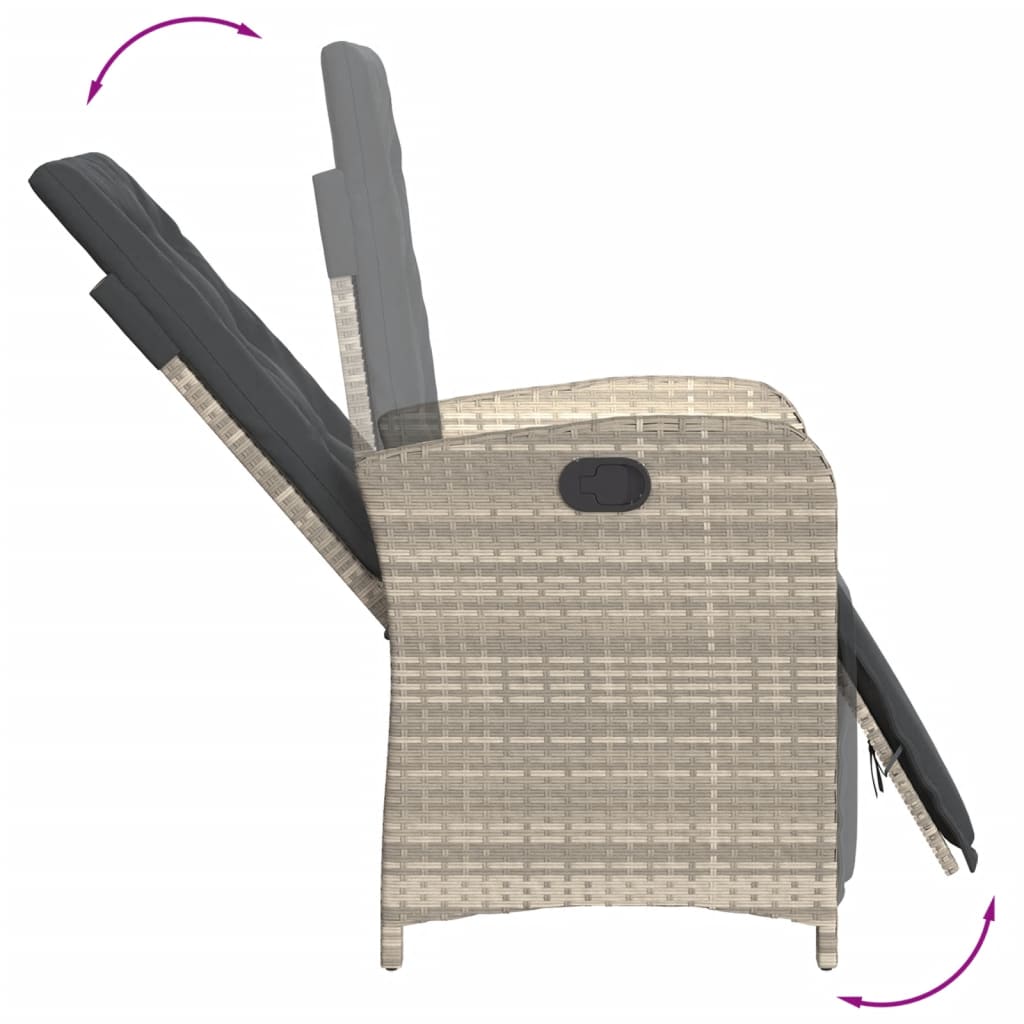 Set da Pranzo da Giardino 7 pz Cuscini Polyrattan Grigio Chiaro | homemem39