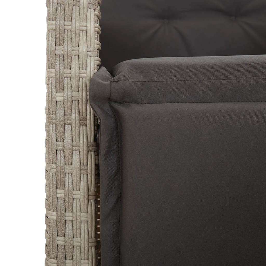 Set da Pranzo da Giardino 7 pz Cuscini Polyrattan Grigio Chiaro | homemem39