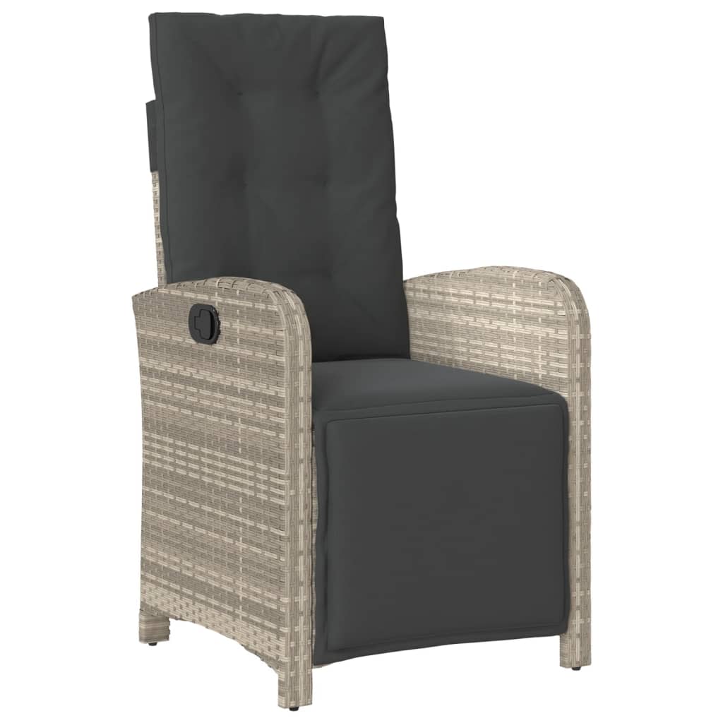 Set Pranzo da Giardino 9pz con Cuscini Grigio Chiaro Polyrattan