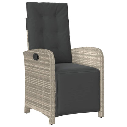 Set Pranzo da Giardino 9pz con Cuscini Grigio Chiaro Polyrattan