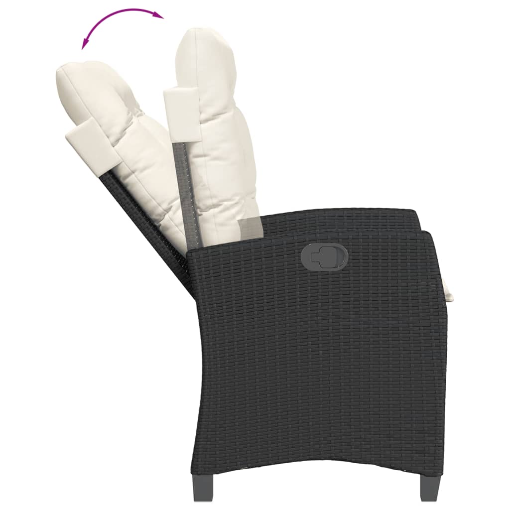 Set da Pranzo da Giardino 7 pz Nero con Cuscini in Polyrattan | homemem39