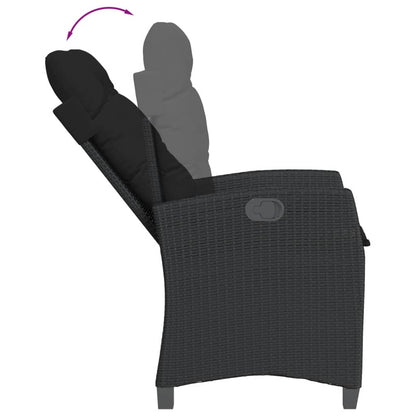Set da Pranzo da Giardino 7 pz Nero con Cuscini in Polyrattan | homemem39