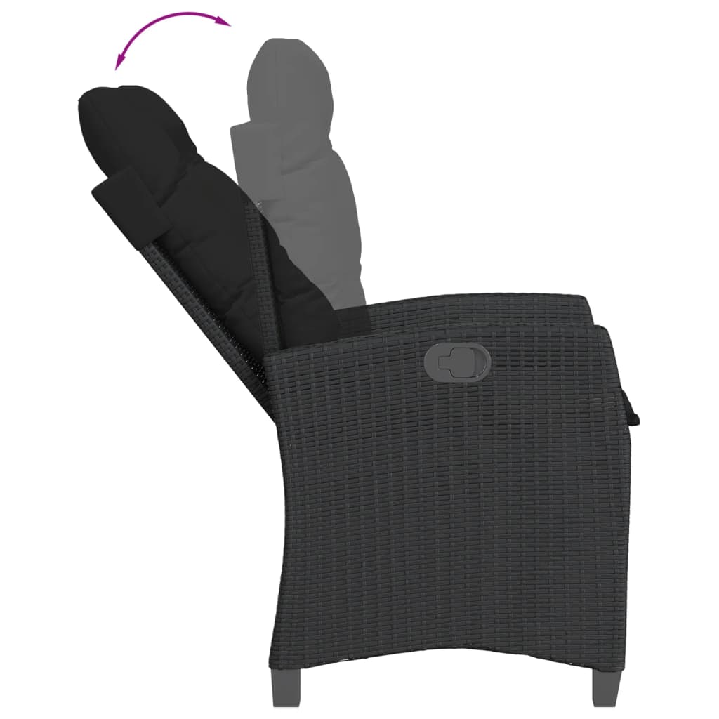 Set da Pranzo da Giardino 7 pz Nero con Cuscini in Polyrattan - homemem39