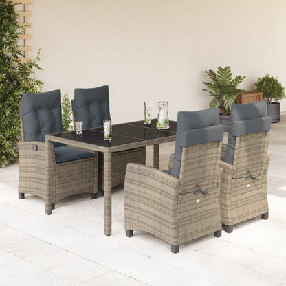 Set da Pranzo da Giardino 5 pz con Cuscini in Polyrattan Grigio - homemem39